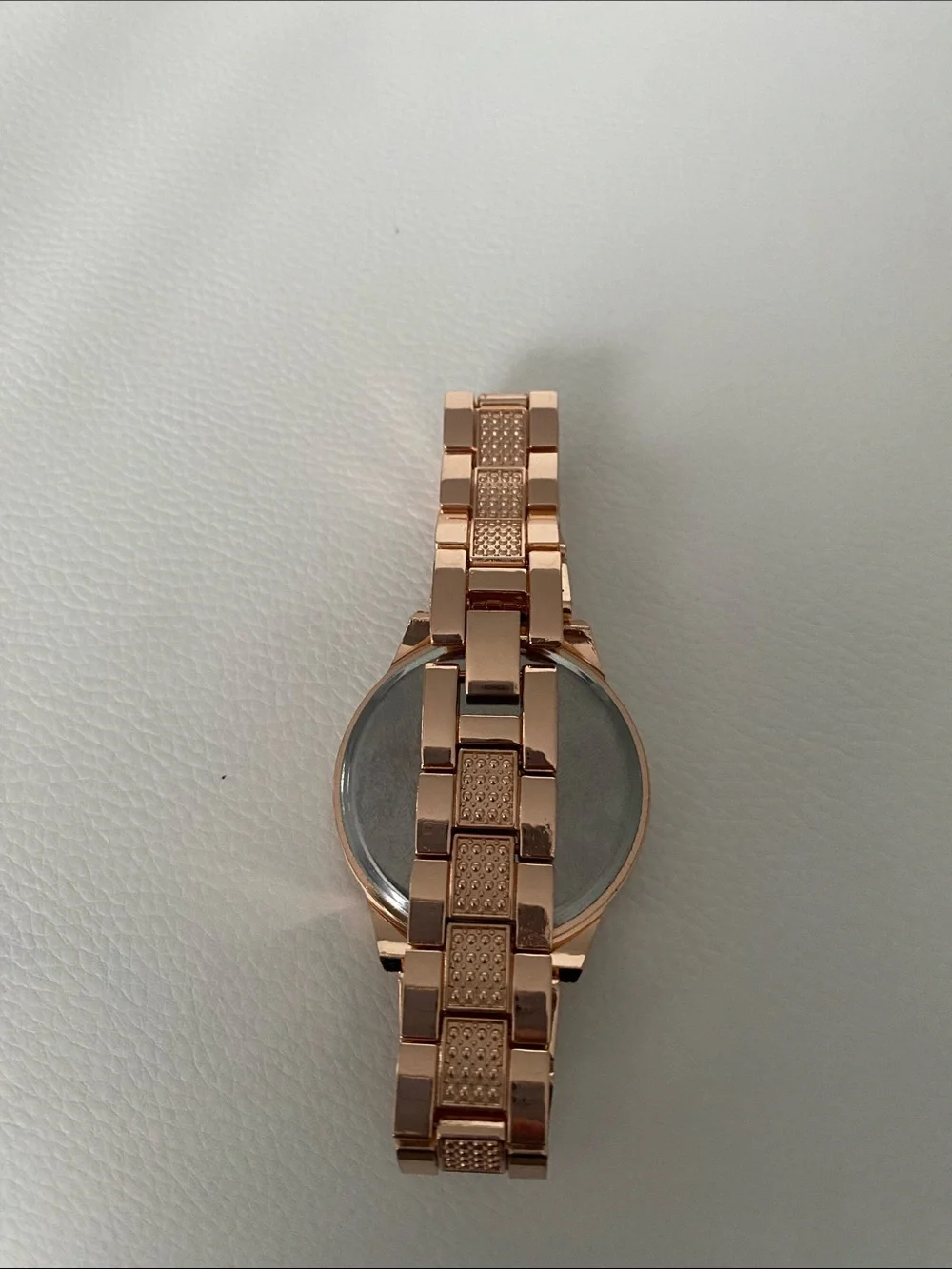 Unisex Women Men Rose Gold Crystal Rhinestone Round LED Metal Strap Timer Watch